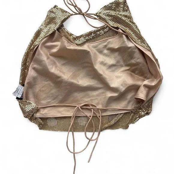 Bardot Gold Chainlink Halter Top - Picture 2 of 3